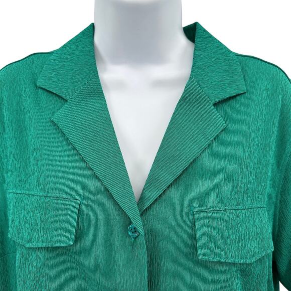 Athleta Echo Short Sleeve Button-Up Blouse Med Green Quick Dry Performance Top - Picture 5 of 12